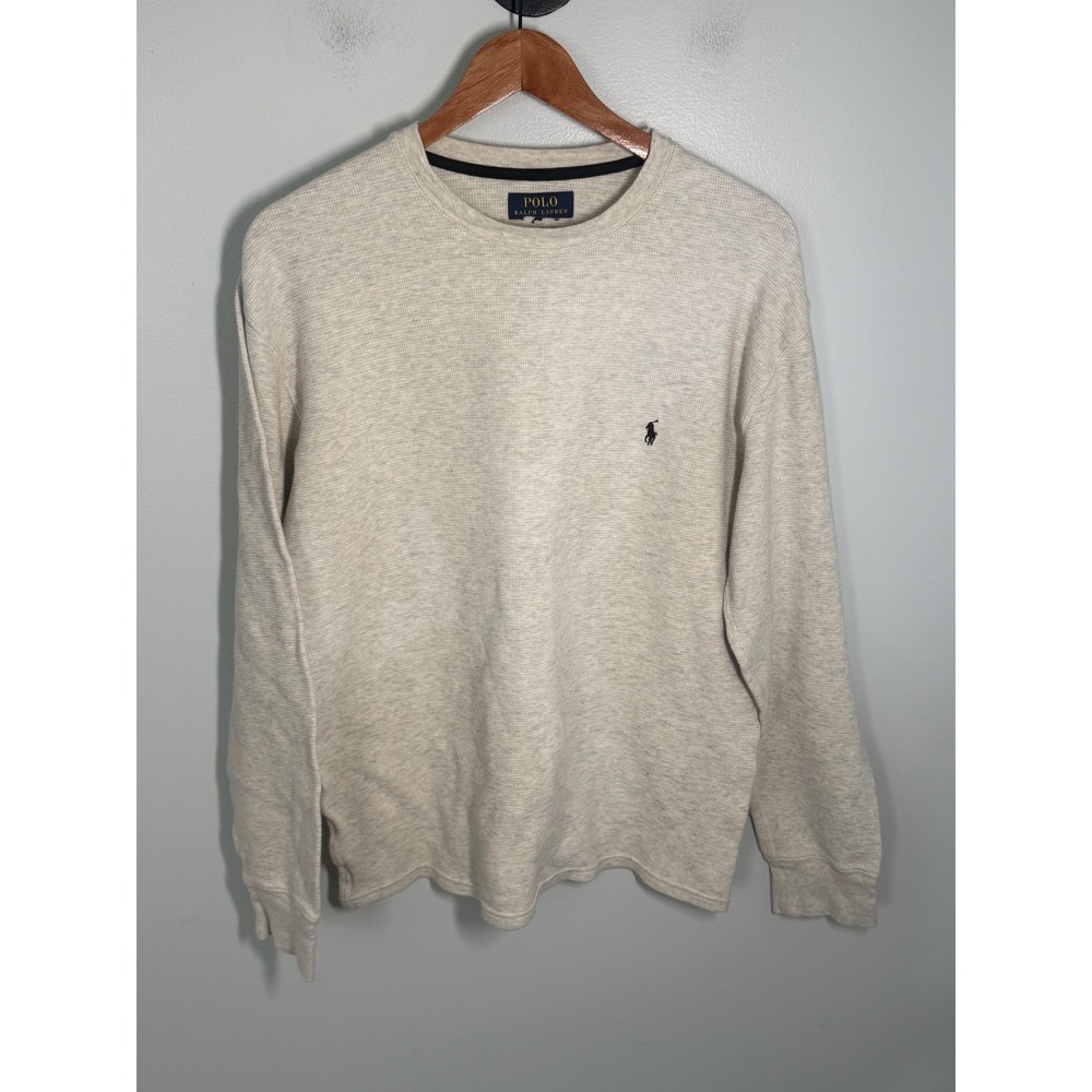 Polo Ralph Lauren Mens Waffle Knit Thermal Long Sleeve Shirt Grey Heather Large